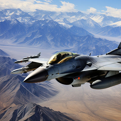 Jetfighter flying over mountains - us government SAR approvals 